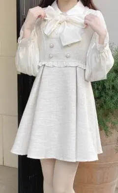 ROJITA ボウタイリボンツイードワンピース