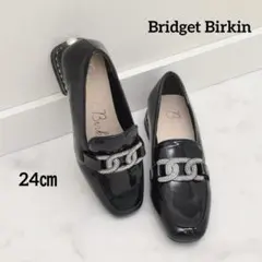 美品 24cm ブリジットバーキン パールヒール ローファー 黒