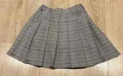 130 グレー チェック柄 プリーツスカート　キュロット