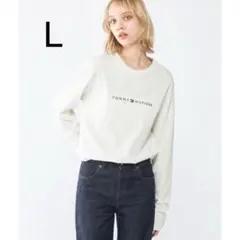 TOMMY HILFIGER ロゴ ロングスリーブTシャツ（ホワイト／Lサイズ）