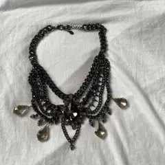 ZARAビジューネックレス 黒 チェーン