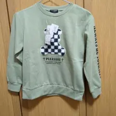 新品　140　裏起毛　長袖トレーナー　チェック柄クマ　スウェット