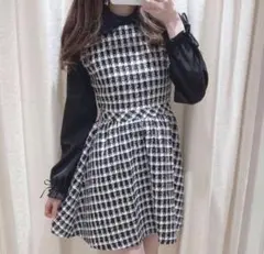 evelyn ツイードギャザーワンピース