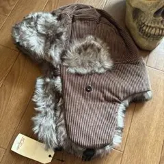 Basiquenti ブラウン コーデュロイ フライトキャップ