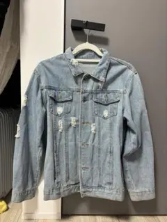 ダメージ加工デニムジャケットライトブルー