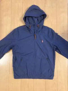 ポロラルフローレン メンズM ナイロンジャケット ネイビー フード付き