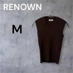 RENOWN レナウン 茶 M ノースリーブ ニット ヴィンテージ Vネック 夏のサムネイル