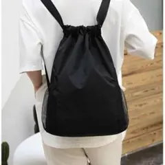 ナップサック ジム バッグ 黒 リュック サック 軽量 エコ 撥水 シューズ