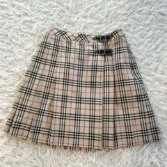 美品★バーバリーロンドン　ミニスカート　ベルト　チェック　ベージュ　サイズ150