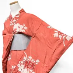 【三花】洗える着物　絽　小紋　葡萄色　エンジ　桔梗　単衣　リサイクル　リユース 三花】洗える着物 絽 小紋 葡萄色 エンジ 桔梗 単衣 リサイクル