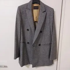トゥモローランドコレクション　 ウール混ダブルブレストジャケット　千鳥格子　36