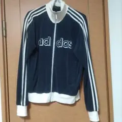 adidasビンテージ ベロア トラックジャケット ネイビー