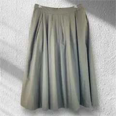HUMAN WOMAN フレアスカート タック M オリーブ 上品 通勤　657のサムネイル