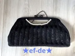 ★ef-de エフデ クラッチバッグ ショルダー付 パール×レース×ブラック★のサムネイル