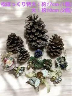超希少！特大松ぼっくりと豪華オーナメント12点セット　リース/素材