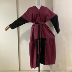 着物リメイク　色留袖　黒紋付バイカラーワンピース3