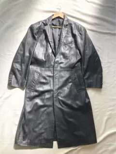 BIGLIDUE ラムレザー　シワ加工　ロング・チェスターコート　黒　50 美品