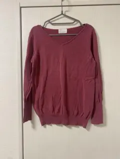 Vネック 長袖ニット アンティカ