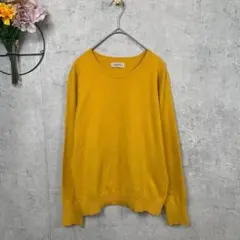 elgna ニット セーター S イエロー 無地 長袖 伸縮性有