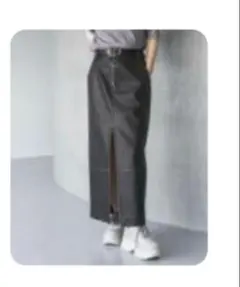 JEANASIS ヴィーガンレザースリットナロースカート　M