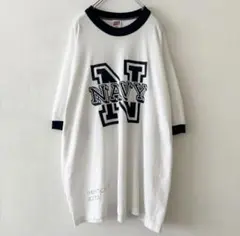 【80s USA製】SOFFE US NAVY ステンシル入り リンガーTシャツのサムネイル