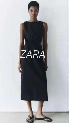【新品未使用】ZARAカットアウトミディワンピース　M ブラック
