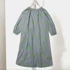 【hagumu】刺繍ロングシャツワンピース 綿×麻 前後2way ゆったり