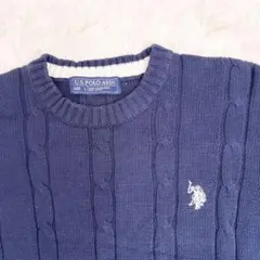 U.S. POLO ASSN. ネイビー ケーブルニット メンズL