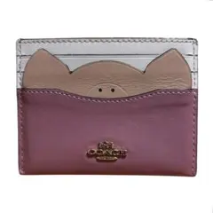w*様 COACH コーチ ピッグ フラットカードケース パスケース