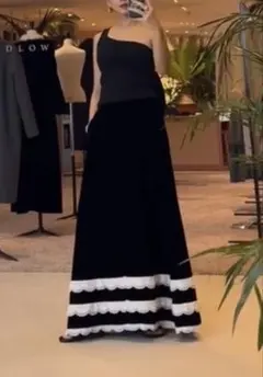 LUDLOW ブラック フレアロングスカート ルイルエブティック RUIRUE BOUTIQUE ストレッチ ｜ 選べるシルエット