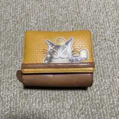猫のダヤンイラスト付きイエローミニ財布のサムネイル