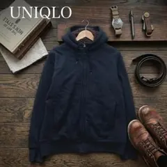 UNIQLO ユニクロ ボアスウェットフルジップパーカ ブラック L 裏ボア