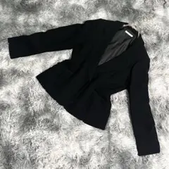 美シルエット❗️【N. エヌドット】ノーカラージャケット 黒 セレモニースタイル