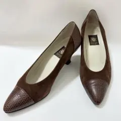 ANNE KLEIN パンプス ブラウン 26cm レザー パイソン スエードのサムネイル