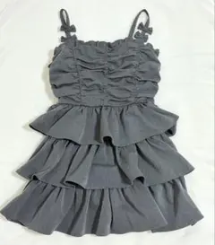 evelyn リボンキャミギャザーワンピース フリーサイズ チャコール