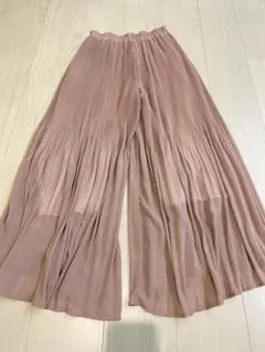 シフォン プリーツ ガウチョパンツ ピンク