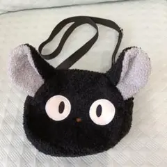 【美品】黒猫　猫耳ボア　ポシェット　ショルダーバッグ