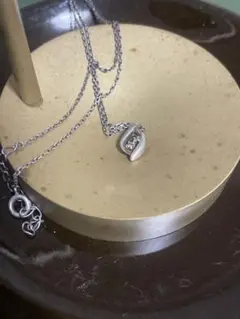 4℃ しずくモチーフ　シルバー925 2連ストーンネックレス