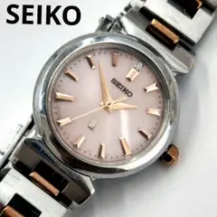 【美品 稼働】セイコー 腕時計 ルキア ソーラー ピンク 電池新品 ダイヤ