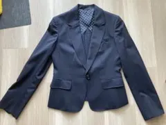 極美品☆ n♡line precious シルク混 パンツスーツ上下 ネイビー