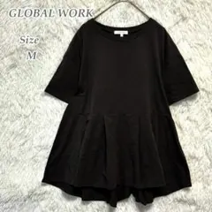 ⚡赤札セール⚡GLOBAL WORK ペプラムトップス ブラック 半袖 Mのサムネイル