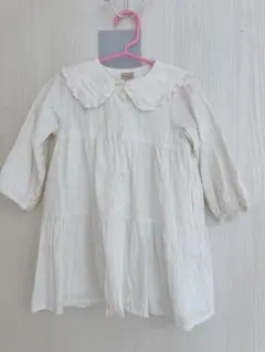 美品＊petit main フリル襟長袖ワンピース　90㎝