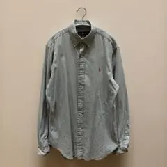 Ralph Lauren メンズデニムシャツ長袖ライトブルーロゴ刺繍春ダンガリー