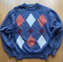 アーガイル柄ウールセーター　日本製