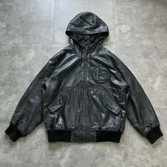 I.S. issey miyake leather zip hoodie 80s