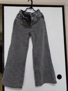GU ケミカルウォッシュ ワイドデニムパンツ S