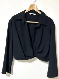 ZARA シャツ風ブルゾン　脇ジップでかぶるタイプ　ショート丈　ブラック