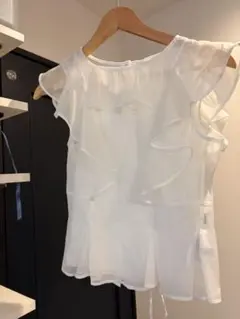 SNIDEL フリル付きホワイトブラウス ONE SIZE
