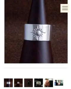 シルバー サファイア太陽モチーフリング 幅12mm