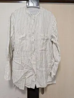 ノーカラーシャツ 白